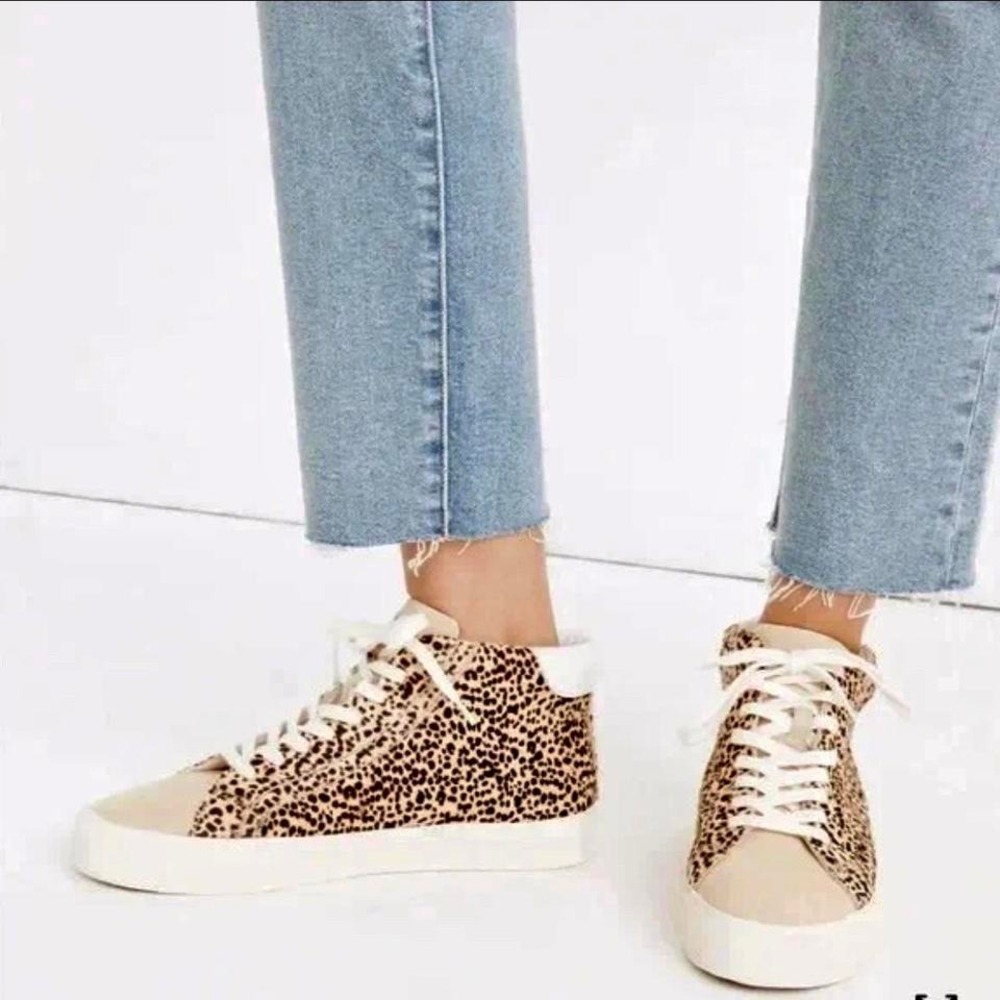 Madewell Shoes Size 8 Sidewalk High Top Cheetah Spotted Calf‎ Hair Sneakers